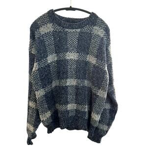 Vintage Peter England Plaid Blue White Size Large